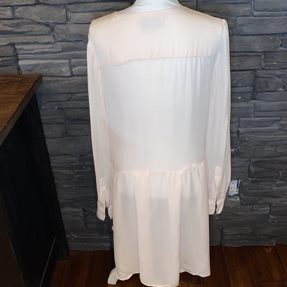 A.L.C Blush Long Sleeve Shirt Dress Silk Medium - Picture 4 of 6